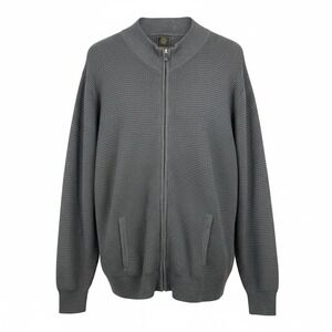 F/X Fusion Mens Full Zip Ribbed Cardigan Sweater Charcoal Heather XL 9101
